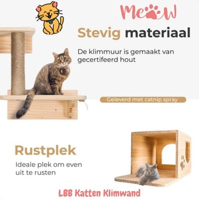 LBB Katten Klimwand: Creëer een Echt Paradijs voor je Kat! 3 LBB Katten klimwand