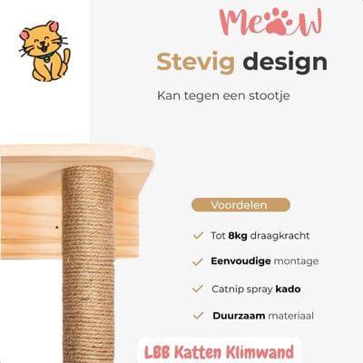 LBB Katten Klimwand: Creëer een Echt Paradijs voor je Kat! 6 LBB-Katten-klim-wand-sisal